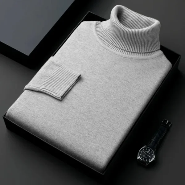 Suéter de cuello alto de punto de alta calidad para hombre, ropa de chándal antipelusas, jersey de manga larga ajustado, ropa de tendencia de Color sólido - Imagen 9