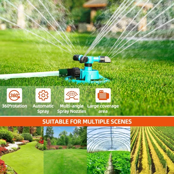 Sistema de aspersores de agua para césped y jardín, giratorio automático de 360 grados, boquilla giratoria de acoplamiento rápido, suministros de riego para jardín - Imagen 2