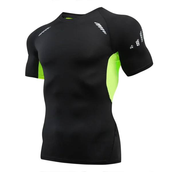 Camisas de compresión para correr para hombre, camisetas deportivas de manga corta para gimnasio, sudadera de secado rápido para Fitness, chándal para correr, camisetas atléticas - Imagen 7