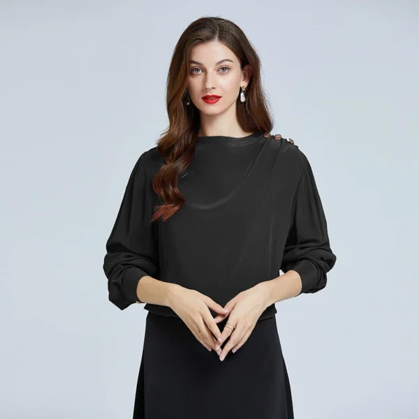Blusas de seda elegantes para mujer, pulóveres informales, ropa de mujer para primavera y verano, camisa con botones de lujo " - Imagen 4