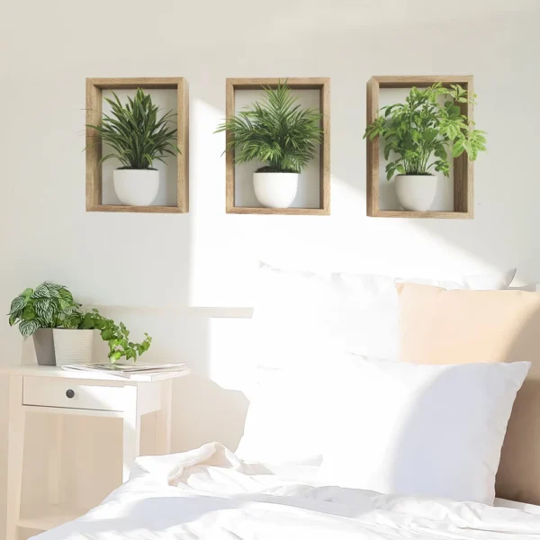 Pegatina de pared con diseño de plantas, pegatina de pared con patrón de maceta, decoración de pared de fondo y embellecimiento, accesorios para el hogar 3 uds - Imagen 4