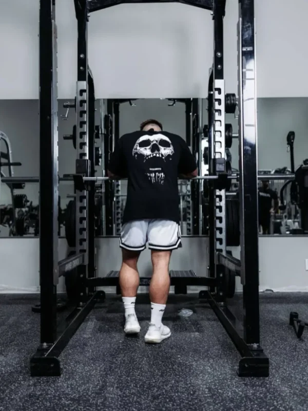 Camiseta holgada de algodón de manga corta para hombres y mujeres, entrenamiento físico, Top caído con hombros y calavera americana - Imagen 2
