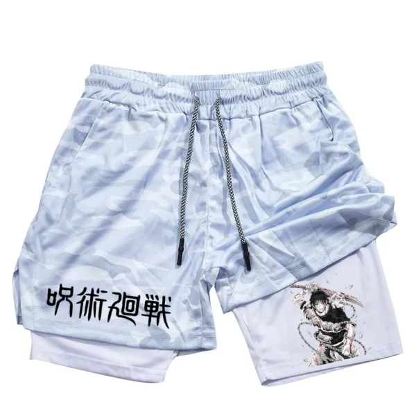 Pantalones cortos deportivos con estampado de Toji para hombre, Shorts deportivos informales de entrenamiento, malla para correr, 2 en 1 - Imagen 21