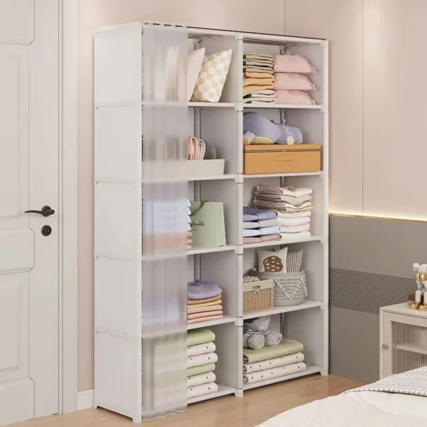 Armario a prueba de polvo de 6/5 capas, estantería de partición de alta capacidad para dormitorio, gabinete de almacenamiento de Montaje Simple abierto, muebles de dormitorio - Imagen 4