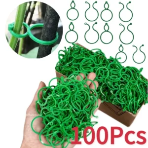 Clips de flejado de vid de plástico para jardín, anillo de hebilla incluido para plantas, gancho para jardín, tomate, Grapevina, herramientas de soporte para plantas 50/100 Uds.