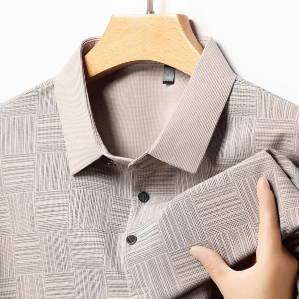Camisa POLO de manga corta informal de negocios con nuevo estampado para hombre, Top cómodo y transpirable de manga corta a la moda