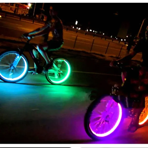 Luces LED de Flash para rueda de coche, tapas de válvula de boquilla de neumático, luminosa Lámpara decorativa de advertencia, accesorios para rueda de motocicleta y bicicleta, 2 piezas - Imagen 3
