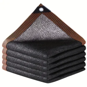 Protector solar de tela de sombra negra, cubierta de malla con borde atado con ojales, red solar para pérgola, plantas, invernadero, jardines, Patio, dosel