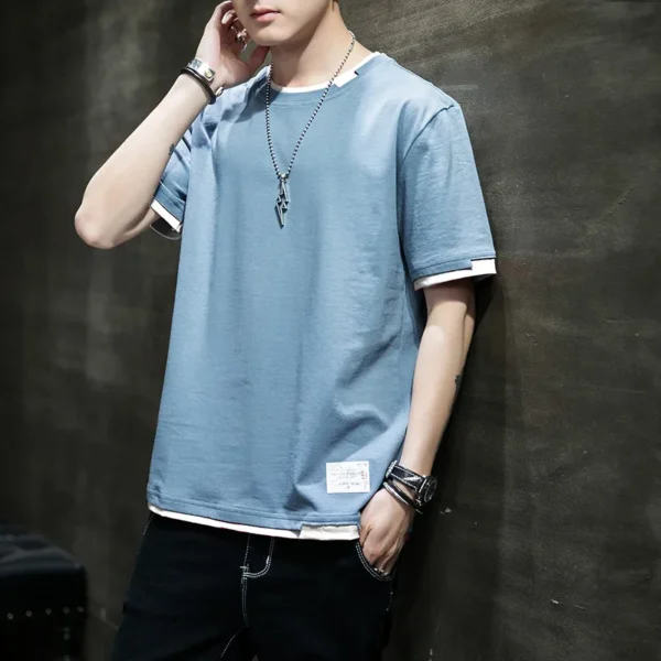 Camiseta informal para hombre, camiseta informal de algodón puro transpirable a la moda de manga corta de diseño de alta calidad para hombre - Imagen 11