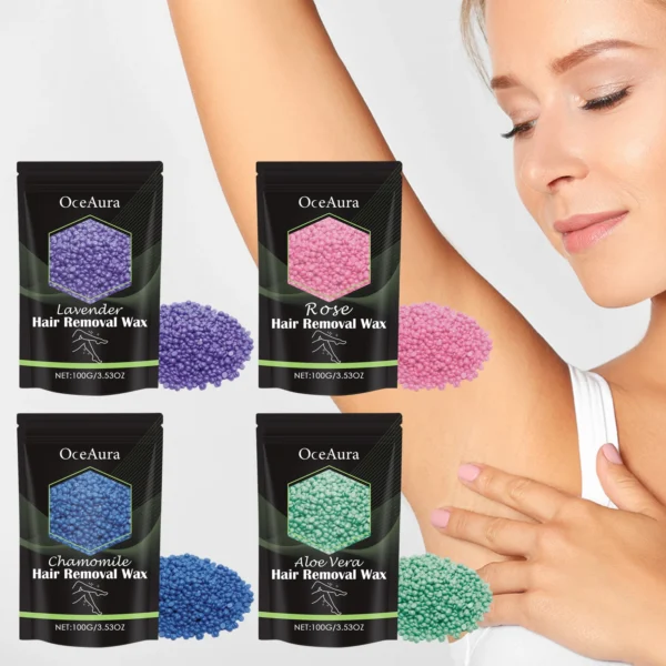 OceAura-granos de cera para depilación rápida de todo el cuerpo, 100g, axilas, piernas, piel seca y suave, suave y no irritante - Imagen 2