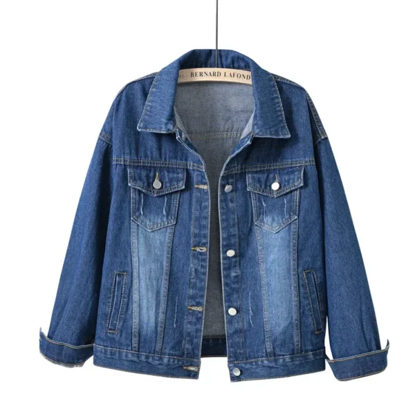 Abrigo rosa de manga larga para mujer, chaqueta vaquera con solapa de un solo pecho, Tops ajustados a la moda para mujer, prendas de vestir exteriores, abrigo femenino blanco azul - Imagen 5