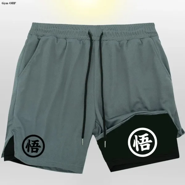 Pantalones cortos para correr hombres Fitness entrenamiento de gimnasia 2 en 1 pantalones cortos deportivos entrenamiento de secado rápido correr pantalones cortos de doble cubierta - Imagen 7