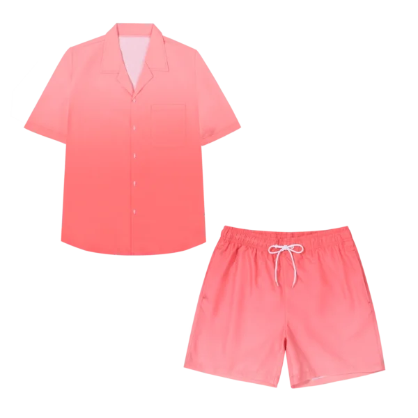 Conjunto de camiseta de manga corta y pantalones cortos con cordón para hombre, 2 piezas, verano, informal - Imagen 7