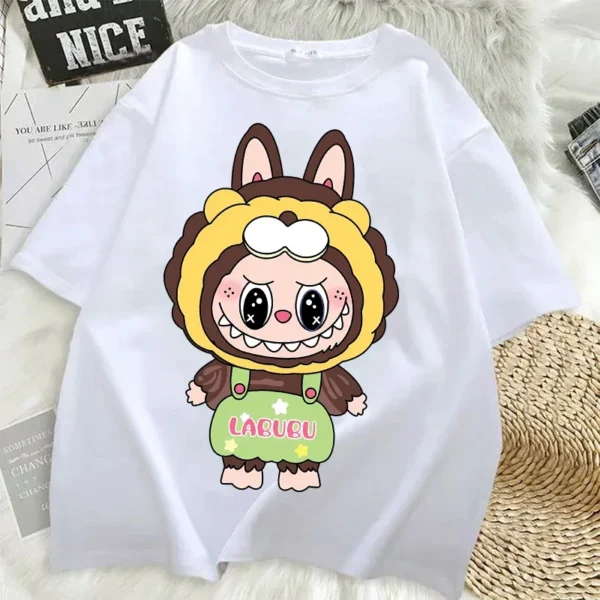 Camisetas Pop Mart Labubu para mujer, moda de Anime, Top de manga corta, camiseta blanca y negra de Hip Hop de verano, ropa de alta calidad - Imagen 26