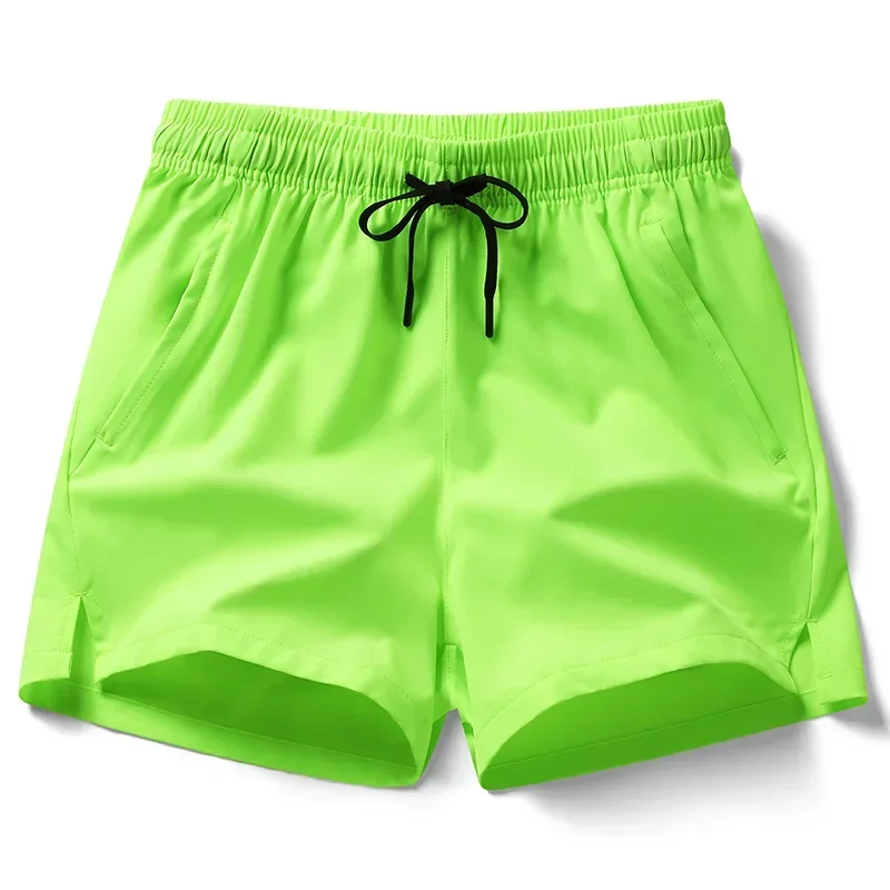 Pantalones de chándal ligeros de Fitness para hombre, pantalones cortos informales de verano con bolsillos, pantalones cortos básicos de Color sólido, pantalones cortos para correr en la playa para hombre - Imagen 3