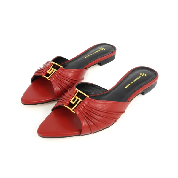 Zapatillas antideslizantes puntiagudas a la moda para mujer, zapatillas de marca de lujo para exteriores con parte inferior plana de cuero, talla grande 34-44 - Imagen 21