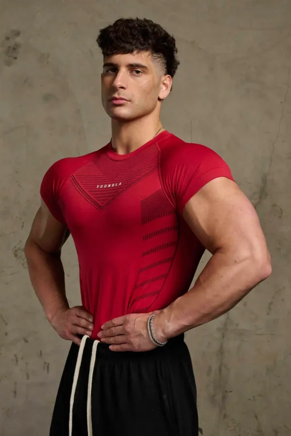 Camisetas para hombre, ropa deportiva para entrenamiento físico, medias elásticas transpirables de secado rápido, pantalones para correr, pantalón corto informal para exteriores, mangas - Imagen 4