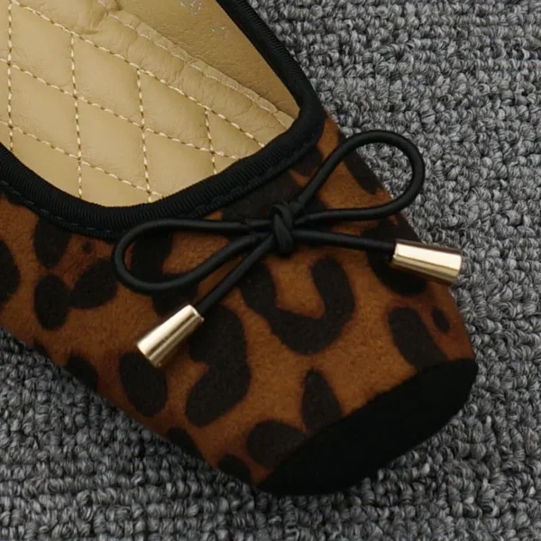 Zapatos de primavera y verano para mujer, bailarinas planas con lazo, zapatos de marca para mujer, talla grande 42, leopardo DX295 - Imagen 6