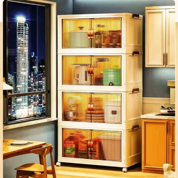 Caja de almacenamiento multicapa plegable, armario multifuncional para sala de estar, estante de almacenamiento de muebles, 45, 55, 65, 75cm