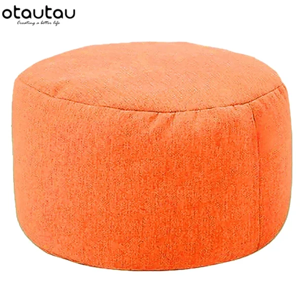 Silla tipo puf de lino con relleno, PUF otomano, taburete redondo de Tatami, futón, muebles de salón relajantes - Imagen 14