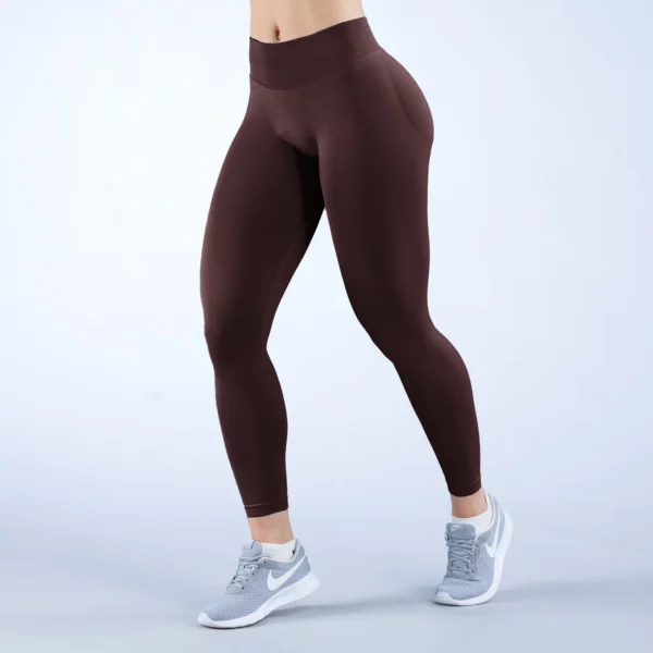 Pantalones de Yoga de cintura sólida sin costuras para mujer, pantalones deportivos ajustados sexis con cintura de tres secciones para levantamiento de cadera, pantalones de Yoga para ejercicio físico - Imagen 14