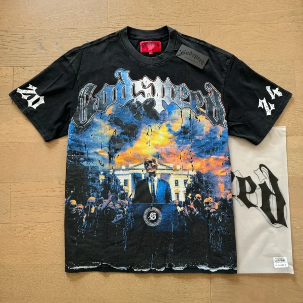 Camiseta hombres mujeres High Street Fire impreso cuello redondo manga corta pareja suelta Casual Top camiseta Foto Real Godspeed - Imagen 8
