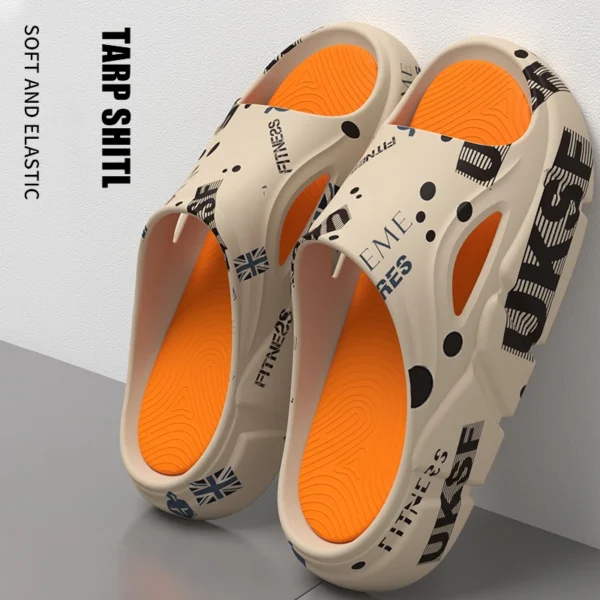 Zapatillas de verano para hombre, sandalias antideslizantes, zapatos de casa con plataforma gruesa y suave, zapatillas de baño para ducha interior y exterior, zapatos informales - Imagen 6