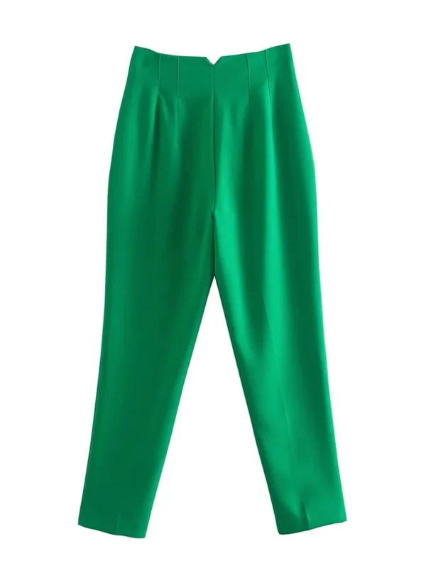 Pantalones rectos a la moda para mujer, pantalones con cremallera frontal de cintura alta, pantalones Vintage de longitud completa para mujer elegante - Imagen 3