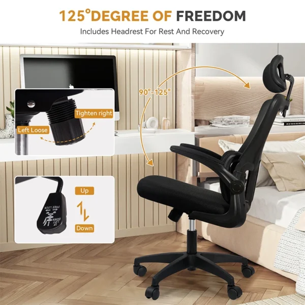 Silla de oficina ergonómica con respaldo alto, sillas deslizantes de malla para ordenador de juegos, sillón giratorio ajustable, muebles comerciales para el hogar - Imagen 4
