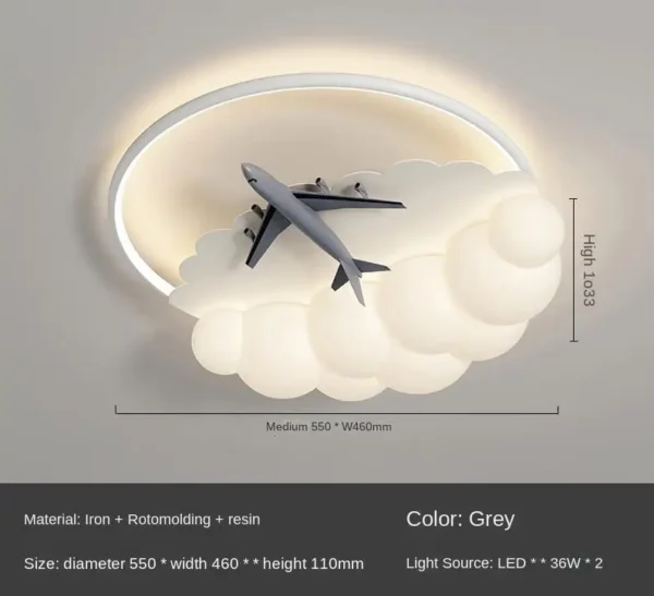 Lámpara de techo para habitación de niños, lámpara moderna para dormitorio con protección ocular, lámpara para habitación de avión juguetona y creativa para niño y niña - Imagen 6