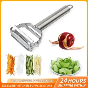 Pelador de frutas y verduras de acero inoxidable, rallador multifunción, pelador de juliana, rebanada de melón, patata, zanahoria, pepino, herramienta de cocina para el hogar