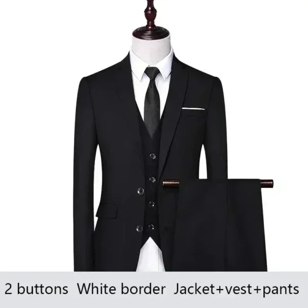 Trajes de boda para hombre, conjunto de 3 piezas, 2 trajes, chaquetas elegantes de alta calidad, chaleco, pantalones, Blazers, ropa Formal clásica de lujo 2024 - Imagen 13