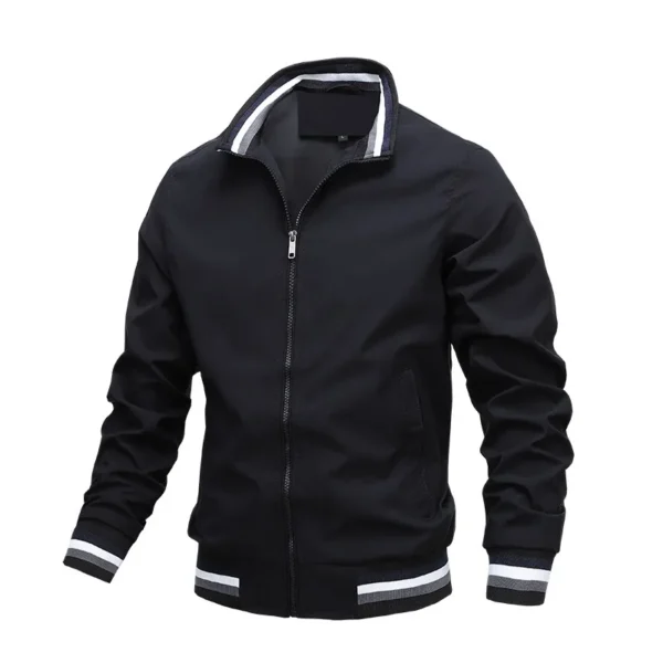 Chaqueta informal con cremallera y cuello levantado para hombre, abrigo para deportes al aire libre, chaqueta cortavientos para hombre, Bomber impermeable, otoño e invierno - Imagen 3
