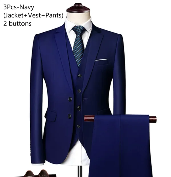 Trajes de hombre para boda, 3 piezas, conjunto elegante de 2 trajes, Blazers, chaquetas clásicas de negocios de lujo a la moda, chaleco, pantalones, ropa Formal 2024 - Imagen 26