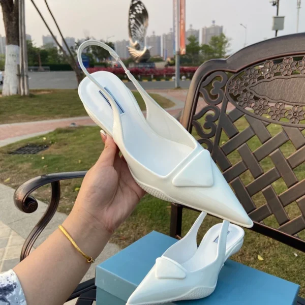 Zapatillas de cuero para mujer, zapatos de tacón alto, zapatos de tacón para fiesta, sandalias de verano para mujer, sandalias con talón descubierto para mujer - Imagen 5