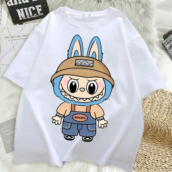 Camisetas Pop Mart Labubu para mujer, moda de Anime, Top de manga corta, camiseta blanca y negra de Hip Hop de verano, ropa de alta calidad - Imagen 19