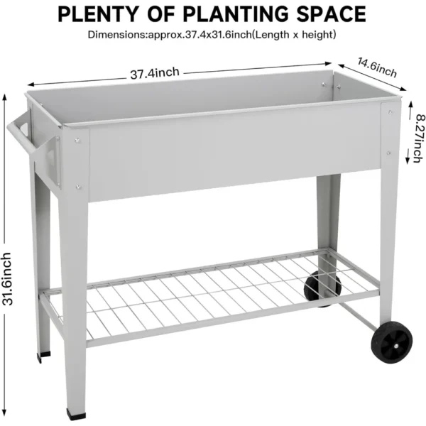 Macetero elevado para jardín de hierbas, macetero elevado para exteriores con patas sobre ruedas para verduras, flores, tomates, Patio, patio trasero - Imagen 4