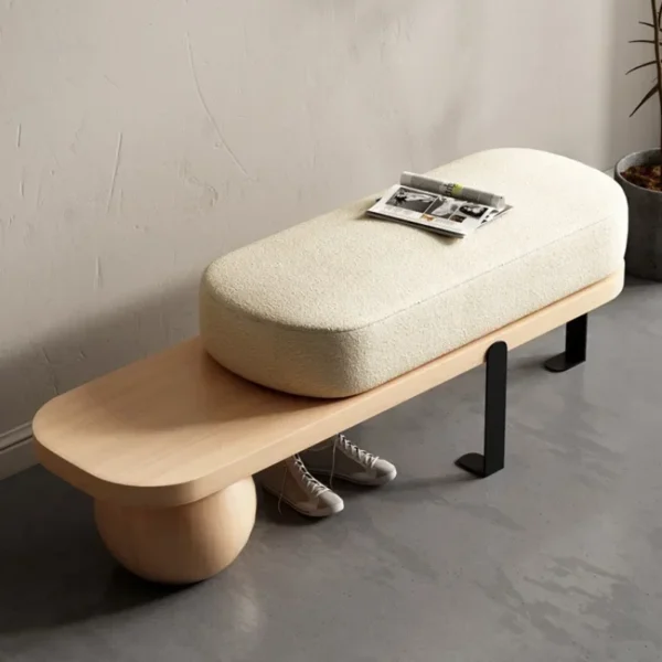 Otomanas creativas, Banco de madera maciza, muebles de sala de estar, puerta del hogar, taburete de cambio de zapatos, entrada, dormitorio, taburetes de cabecera, U - Imagen 4