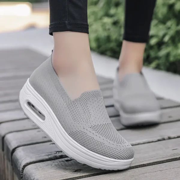 Primavera otoño zapatos oscilantes de mujer mocasines de malla para mujer plataformas planas zapatos de mujer cuñas zapatos de mujer zapatillas de deporte con aumento de altura - Imagen 5