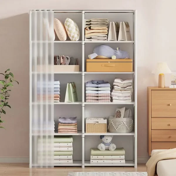 Armario a prueba de polvo de 6/5 capas, estantería de partición de alta capacidad para dormitorio, gabinete de almacenamiento de Montaje Simple abierto, muebles de dormitorio - Imagen 3