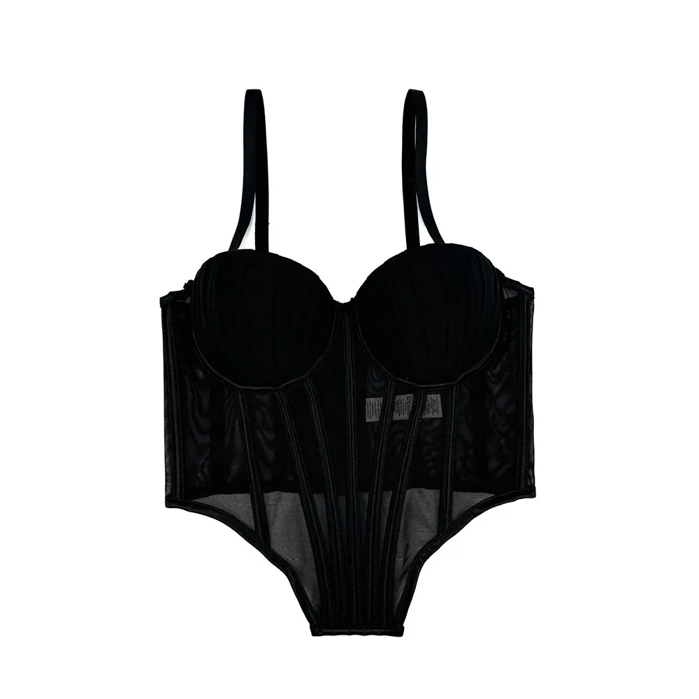 Corsé transparente de malla para mujer, vendaje de espina de pescado en la cintura, corsé tipo corpiño, Tops sexys, moda, nuevo, 2025 - Imagen 8
