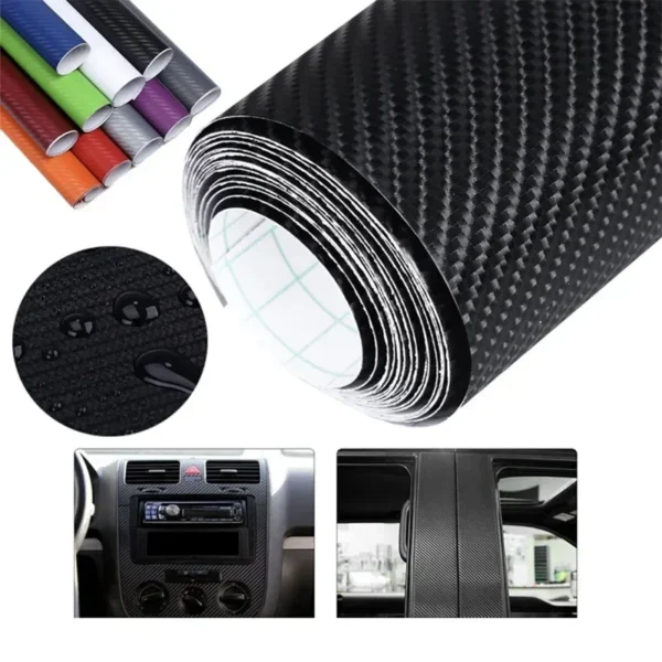 Fibra de carbono vinilo revestimiento para coche rollo de película pegatinas y calcomanías para coche accesorios de estilo para motocicleta automóviles 30cm x 127cm 3D - Imagen 4