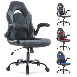 Silla ergonómica de escritorio para juegos en casa, ordenador de oficina, silla de carreras de cuero PU ajustable, reposabrazos abatible para muebles de Navidad