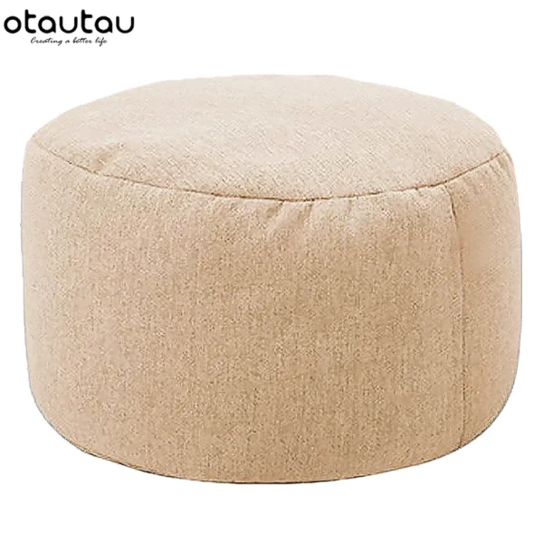 Silla tipo puf de lino con relleno, PUF otomano, taburete redondo de Tatami, futón, muebles de salón relajantes - Imagen 16