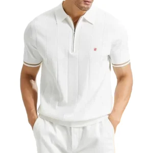 Camisa Polo de punto acanalado de verano para hombres, Polos con textura transpirables y frescos de calidad de marca para hombres
