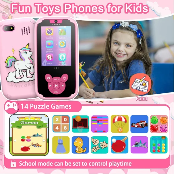 Teléfono Inteligente educativo para niños, cámara Dual, reproductor de música, juego de memoria de 8G, aprendizaje para edad de 3 a 12 años, regalos de cumpleaños - Imagen 5