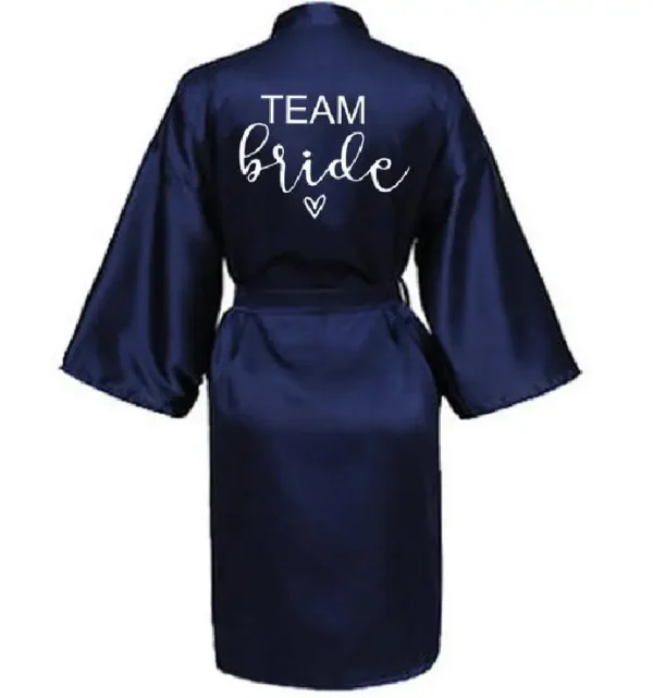 Bata de novia para equipo de fiesta de boda con letras negras, pijama de satén tipo kimono, albornoz de dama de honor SP063 - Imagen 10