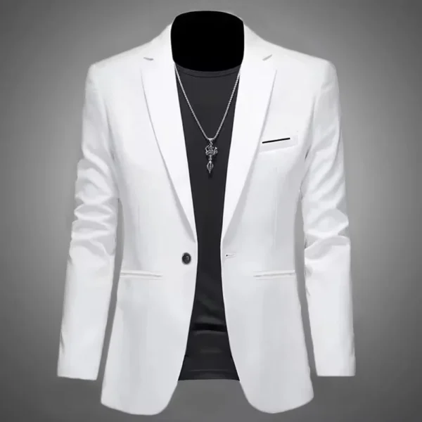 Chaqueta de traje de Boutique de ocio a la moda para hombre, traje informal de negocios de otoño, ajustado, sin planchar, traje de un solo botón - Imagen 2