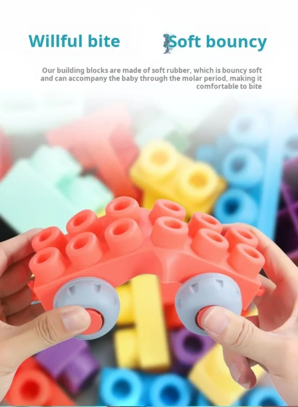 Bjloques de construcción de partículas grandes de goma suave para bebés, juguetes para niños para montar a niños y niñas 0-6 años puede masticar - Imagen 6