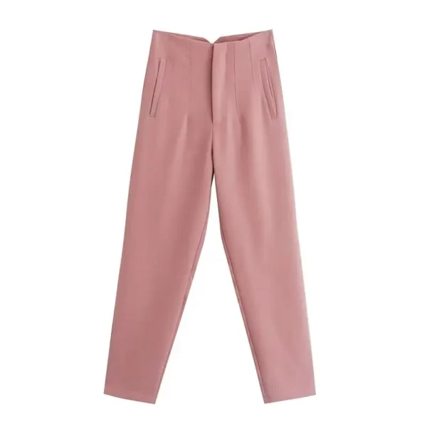 Pantalones rectos a la moda para mujer, pantalones con cremallera frontal de cintura alta, pantalones Vintage de longitud completa para mujer elegante - Imagen 21